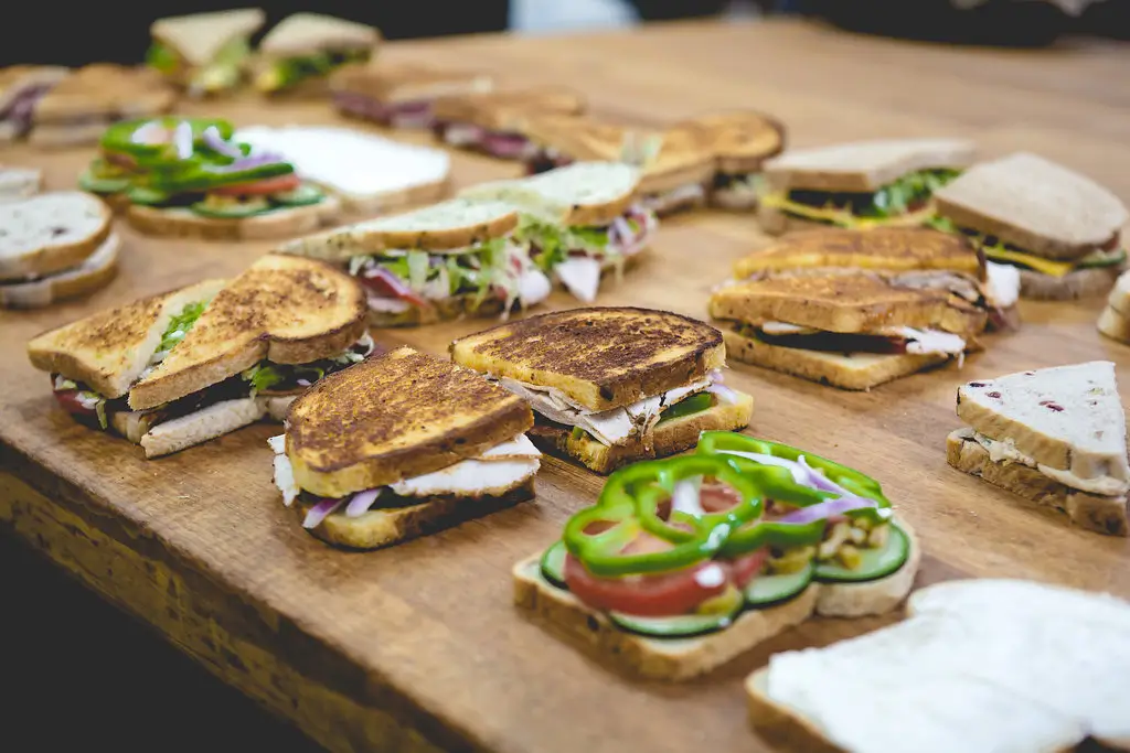 Assorted fresh sandwiches prepared on Stone Mill bread at The Potter&rsquo;s Daughters Cafe in Bentonville